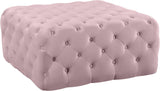 Ariel Velvet / Engineered Wood / Foam Contemporary Pink Velvet Ottoman/Bench - 33" W x 33" D x 16.5" H