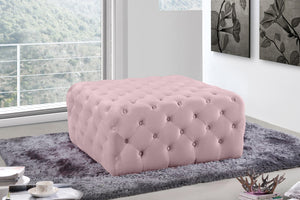 Ariel Velvet / Engineered Wood / Foam Contemporary Pink Velvet Ottoman/Bench - 33" W x 33" D x 16.5" H