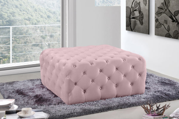 Ariel Velvet / Engineered Wood / Foam Contemporary Pink Velvet Ottoman/Bench - 33" W x 33" D x 16.5" H