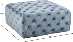 Ariel Velvet / Engineered Wood / Foam Contemporary Sky Blue Velvet Ottoman/Bench - 33" W x 33" D x 16.5" H