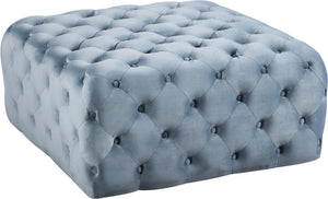 Ariel Velvet / Engineered Wood / Foam Contemporary Sky Blue Velvet Ottoman/Bench - 33" W x 33" D x 16.5" H