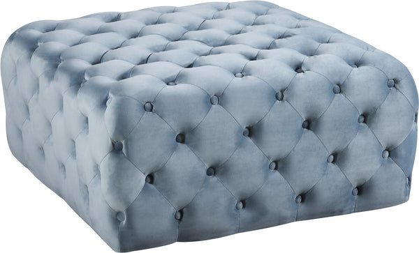 Ariel Velvet / Engineered Wood / Foam Contemporary Sky Blue Velvet Ottoman/Bench - 33" W x 33" D x 16.5" H