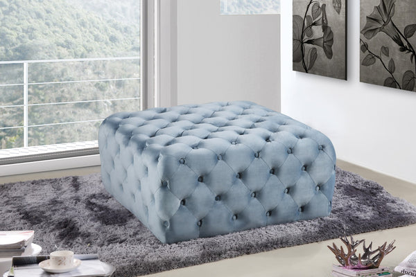 Ariel Velvet / Engineered Wood / Foam Contemporary Sky Blue Velvet Ottoman/Bench - 33" W x 33" D x 16.5" H