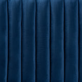 Emile Modern and Contemporary Navy Blue Velvet Fabric Upholstered and Dark Brown Finished Wood Queen Size Headboard