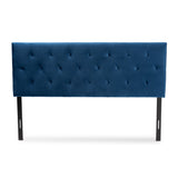 Felix Modern and Contemporary Navy Blue Velvet Fabric Upholstered King Size Headboard