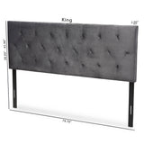 Felix Modern and Contemporary Grey Velvet Fabric Upholstered King Size Headboard