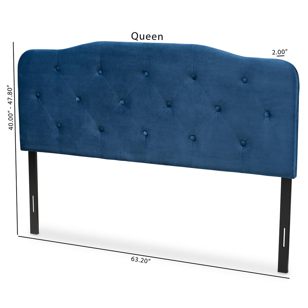 Gregory Modern and Contemporary Navy Blue Velvet Fabric Upholstered King Size Headboard