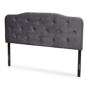 Gregory Modern and Contemporary Grey Velvet Fabric Upholstered King Size Headboard