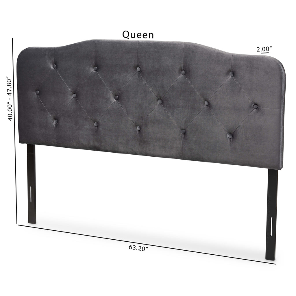 Gregory Modern and Contemporary Grey Velvet Fabric Upholstered King Size Headboard