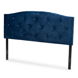 Leone Modern and Contemporary Navy Blue Velvet Fabric Upholstered King Size Headboard