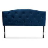 Leone Modern and Contemporary Navy Blue Velvet Fabric Upholstered King Size Headboard