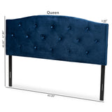 Leone Modern and Contemporary Navy Blue Velvet Fabric Upholstered King Size Headboard