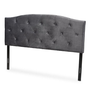 Leone Modern and Contemporary Grey Velvet Fabric Upholstered King Size Headboard