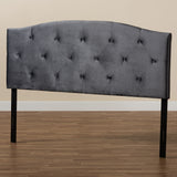 Leone Modern and Contemporary Grey Velvet Fabric Upholstered King Size Headboard