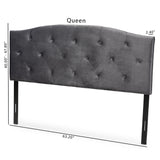 Leone Modern and Contemporary Grey Velvet Fabric Upholstered King Size Headboard