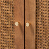 Baxton Studio Ramiel Mid-Century Modern Ash Walnut Finished Wood and Rattan 1-Drawer Sideboard