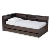 Faraday Modern and Contemporary Dark Brown Finished Wood Twin Size Platform Storage Corner Bed
