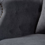 Renessa Classic and Traditional Grey Velvet Fabric Upholstered and Dark Brown Finished Wood Armchair