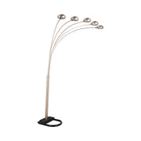 Contemporary 5-Light Floor Lamp - Stylish Chrome & Black Design with Vintage Curvy Dome Shades