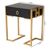 Baxton Studio Luna Contemporary Glam and Luxe Black Finished Wood and Gold Metal End Table