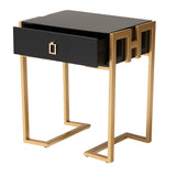 Baxton Studio Luna Contemporary Glam and Luxe Black Finished Wood and Gold Metal End Table