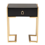 Baxton Studio Luna Contemporary Glam and Luxe Black Finished Wood and Gold Metal End Table