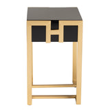 Baxton Studio Luna Contemporary Glam and Luxe Black Finished Wood and Gold Metal End Table