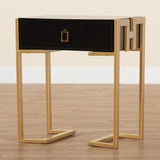 Baxton Studio Luna Contemporary Glam and Luxe Black Finished Wood and Gold Metal End Table