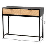 Baxton Studio Jacinth Modern Industrial Two-Tone Black and Natural Brown Finished Wood and Black Metal 2-Drawer Console Table