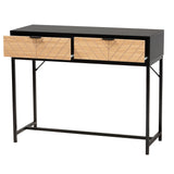 Baxton Studio Jacinth Modern Industrial Two-Tone Black and Natural Brown Finished Wood and Black Metal 2-Drawer Console Table