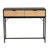 Baxton Studio Jacinth Modern Industrial Two-Tone Black and Natural Brown Finished Wood and Black Metal 2-Drawer Console Table