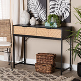 Baxton Studio Jacinth Modern Industrial Two-Tone Black and Natural Brown Finished Wood and Black Metal 2-Drawer Console Table