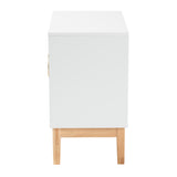 Baxton Studio Kamana Modern and Contemporary Two-Tone White and Oak Brown Finished Wood and Gold Metal 2-Door Storage Cabinet