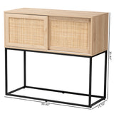 Baxton Studio Amelia Mid-Century Modern Transitional Natural Brown Finished Wood and Natural Rattan Sideboard Buffet