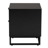 Baxton Studio Declan Mid-Century Modern Espresso Brown Finished Wood and Natural Rattan 2-Drawer Nightstand