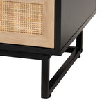 Baxton Studio Declan Mid-Century Modern Espresso Brown Finished Wood and Natural Rattan 2-Drawer Nightstand