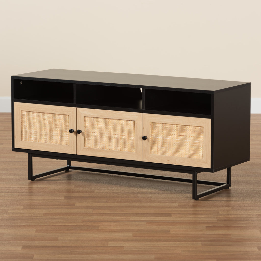 Declan Mid Century Modern Espresso Brown Finished Wood and Natural