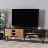 Baxton Studio Chester Modern and Contemporary Two-Tone Dark and Natural Brown Finished Wood TV Stand