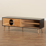 Baxton Studio Chester Modern and Contemporary Two-Tone Dark and Natural Brown Finished Wood TV Stand