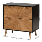 Baxton Studio Richardson Mid-Century Transitional Two-Tone Black and Natural Brown Finished Wood 2-Drawer Storage Cabinet