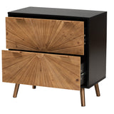 Baxton Studio Richardson Mid-Century Transitional Two-Tone Black and Natural Brown Finished Wood 2-Drawer Storage Cabinet