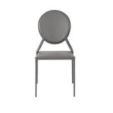 Isabella Stacking Side Chair in Gray Leather - Set of 2