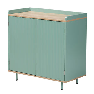 Baxton Studio Tavita Mid-Century Modern Two-Tone Mint Green and Oak Brown Finished Wood 2-Door Sideboard Buffet