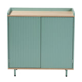 Baxton Studio Tavita Mid-Century Modern Two-Tone Mint Green and Oak Brown Finished Wood 2-Door Sideboard Buffet