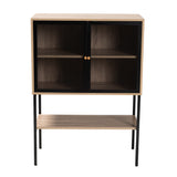 Baxton Studio Asher Modern Industrial Natural Brown Finished Wood and Black Metal 2-Door Sideboard