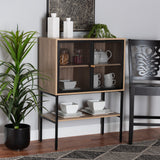 Baxton Studio Asher Modern Industrial Natural Brown Finished Wood and Black Metal 2-Door Sideboard