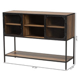 Baxton Studio Cardea Modern Industrial Walnut Brown Finished Wood and Black Metal 2-Door Sideboard