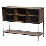 Baxton Studio Cardea Modern Industrial Walnut Brown Finished Wood and Black Metal 2-Door Sideboard