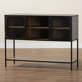 Baxton Studio Cardea Modern Industrial Walnut Brown Finished Wood and Black Metal 2-Door Sideboard