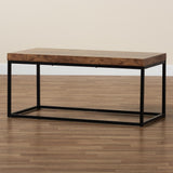 Bardot Modern Industrial Walnut Brown Finished Wood and Black Metal Coffee Table